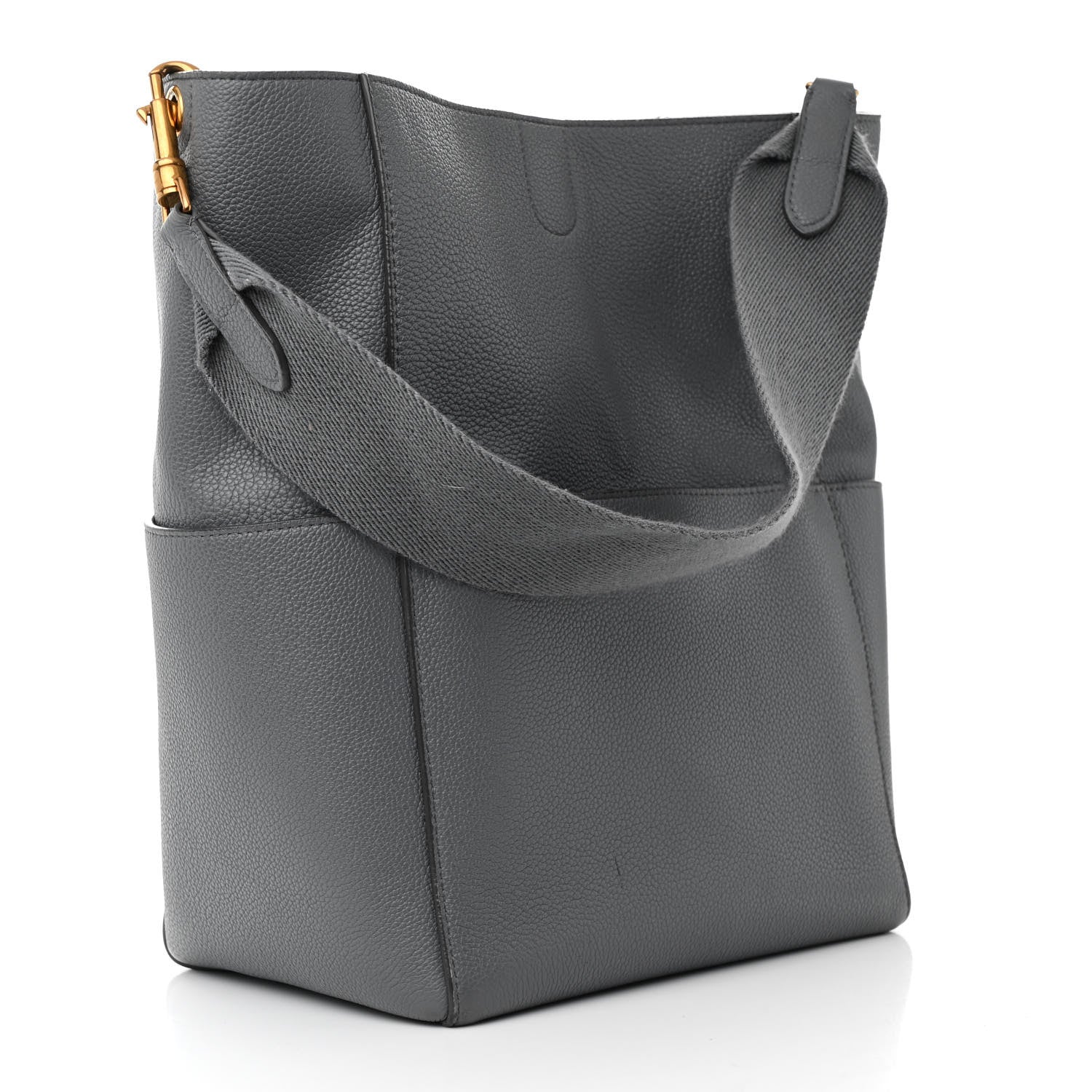 Celine Soft Grained Calfskin Sangle Bucket Bag Grey 3 of 16