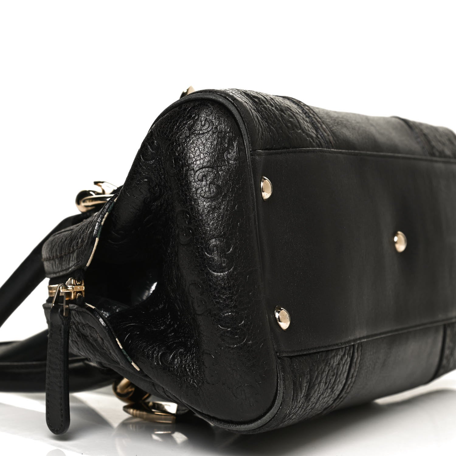 Gucci Calfskin Guccissima Signoria Bowler Bag Black 11 of 14