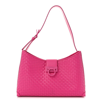 Salvatore Ferragamo Calfskin Intreccio Trifolio Shoulder Bag Hot Pink 1 of 11