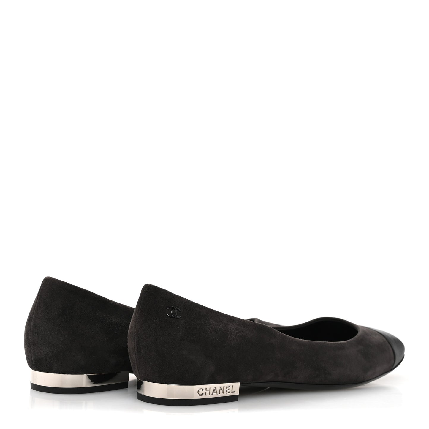 Suede Satin Cap Toe Ballerina Flats 40 Grey