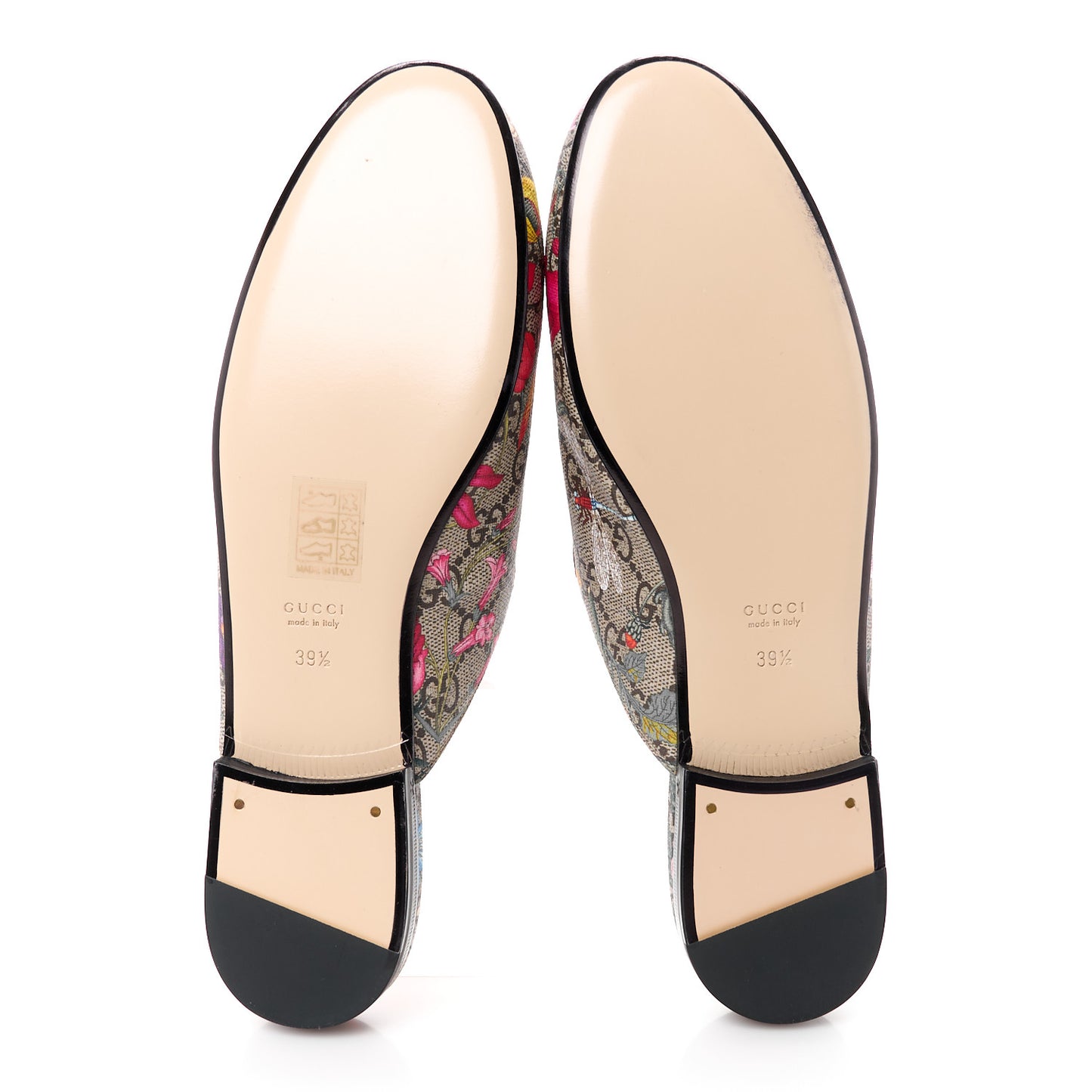 GG Supreme Monogram Flora Womens Princetown Slippers 39.5 Beige Ebony Multicolor Rosso