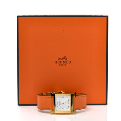 Hermes Stainless Steel Swift 21mm Heure H Hour Quartz Watch Orange 5 of 5