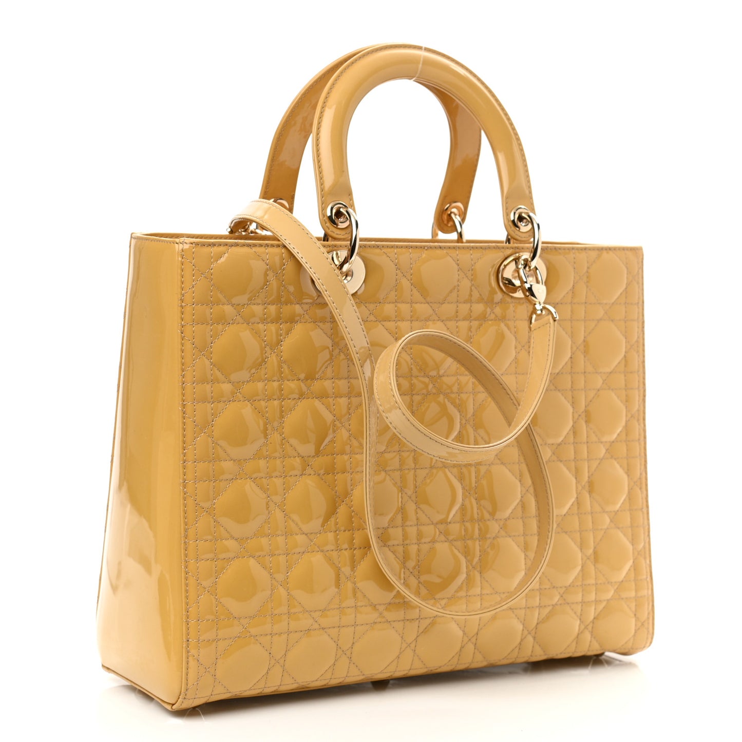 Patent Cannage Large Lady Dior Beige