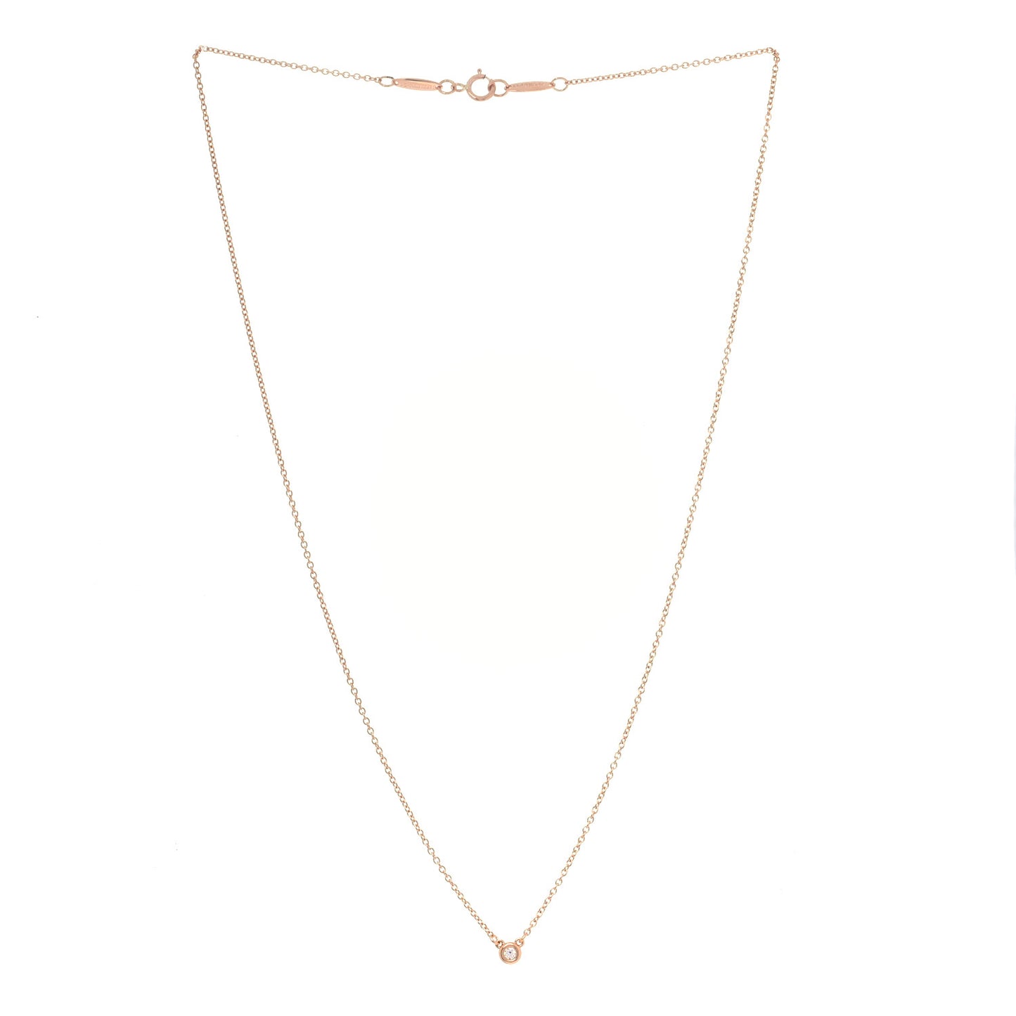 18K Rose Gold Diamond .03ct Elsa Peretti Diamonds by the Yard Pendant Necklace