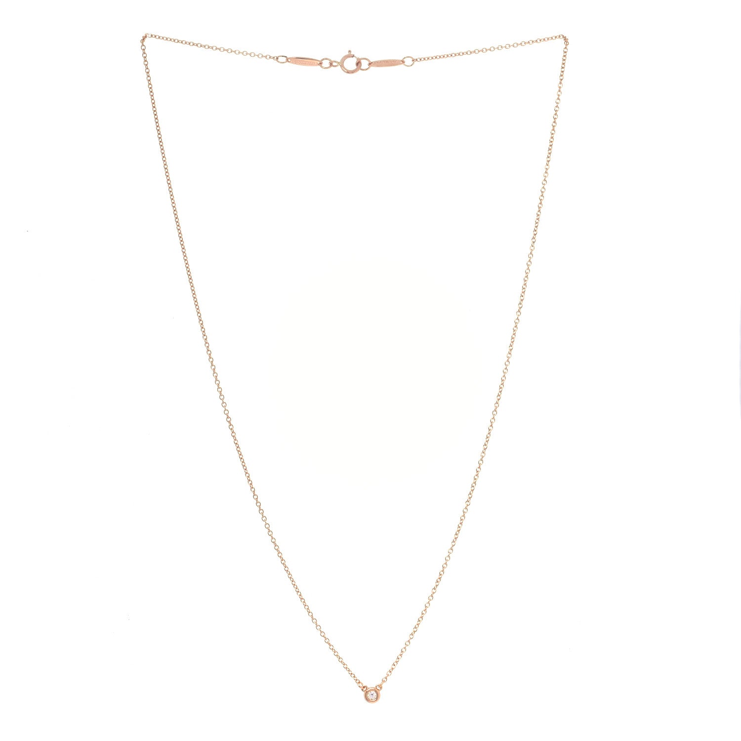Tiffany 18K Rose Gold Diamond .03ct Elsa Peretti Diamonds by the Yard Pendant Necklace 2 of 4