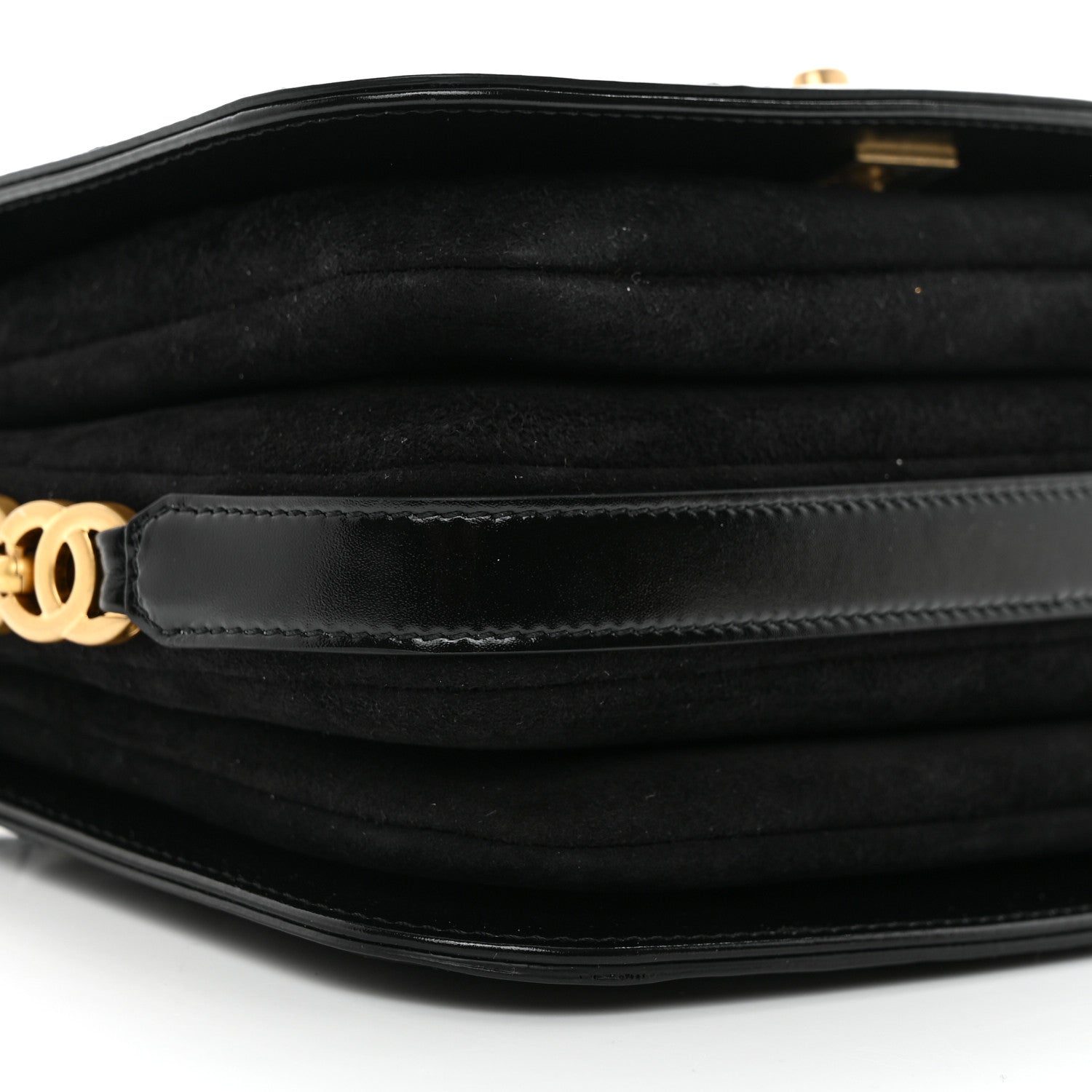 Chanel Shiny Calfskin Quilted Suede Goatskin Messenger Black 9 of 11