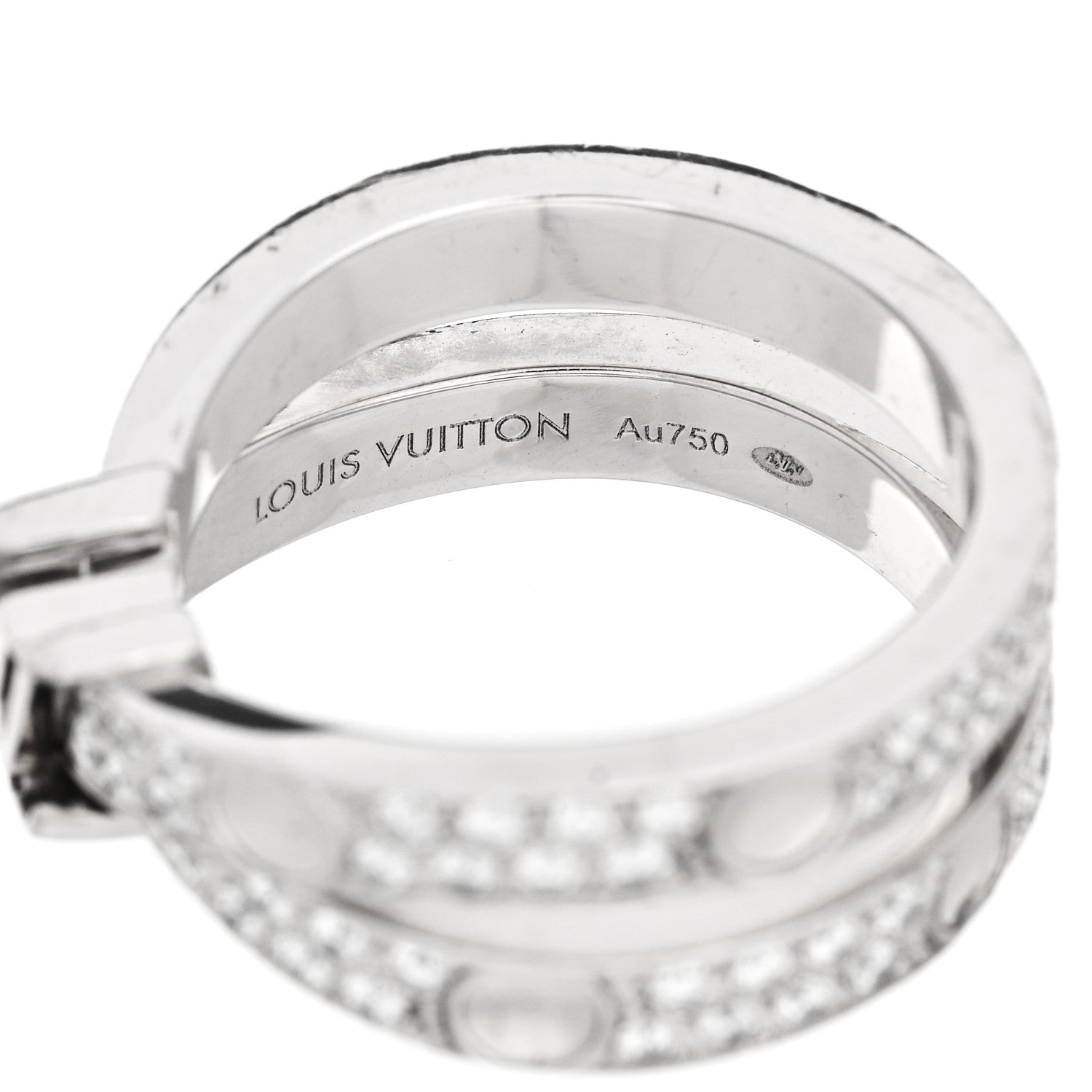 Louis Vuitton 18K White Gold Diamond Empreinte Double Pave Ring 49 5 4 of 5