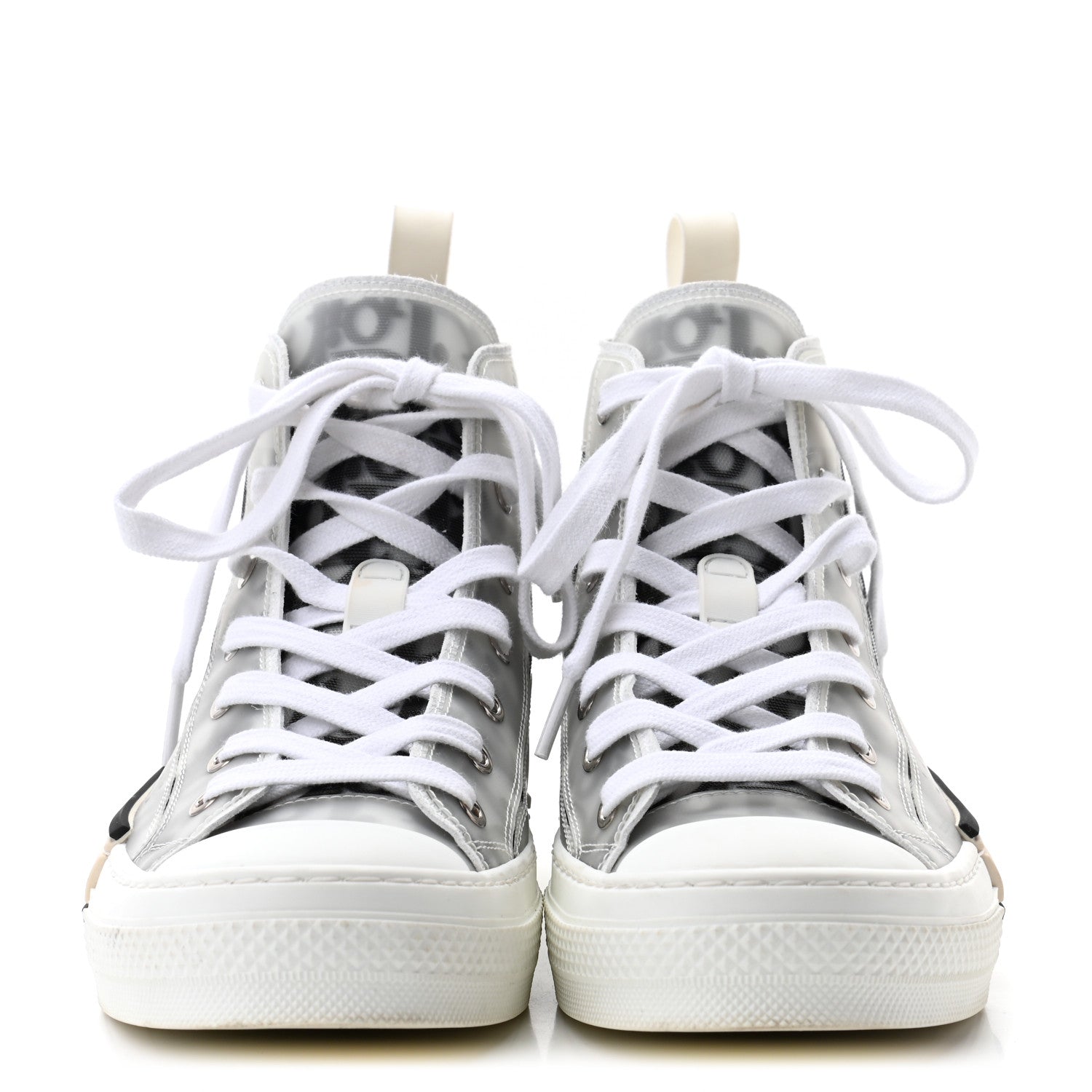 Christian Dior Technical Canvas Oblique Mens B23 High Top Sneakers 38 White Black 2 of 9