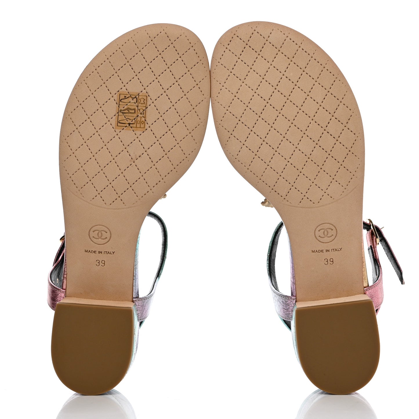 Goatskin Fantasy CC Pearl Thong Sandals 39 Multicolor