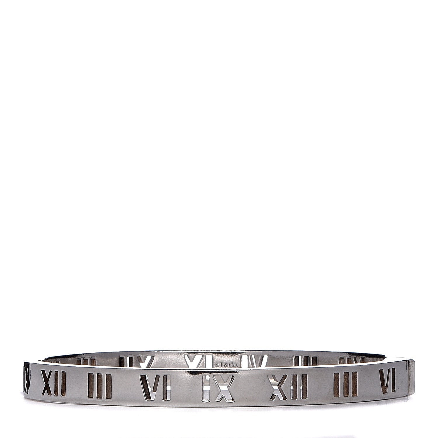 Tiffany Sterling Silver Atlas Pierced Hinged Bangle Bracelet 1 of 5