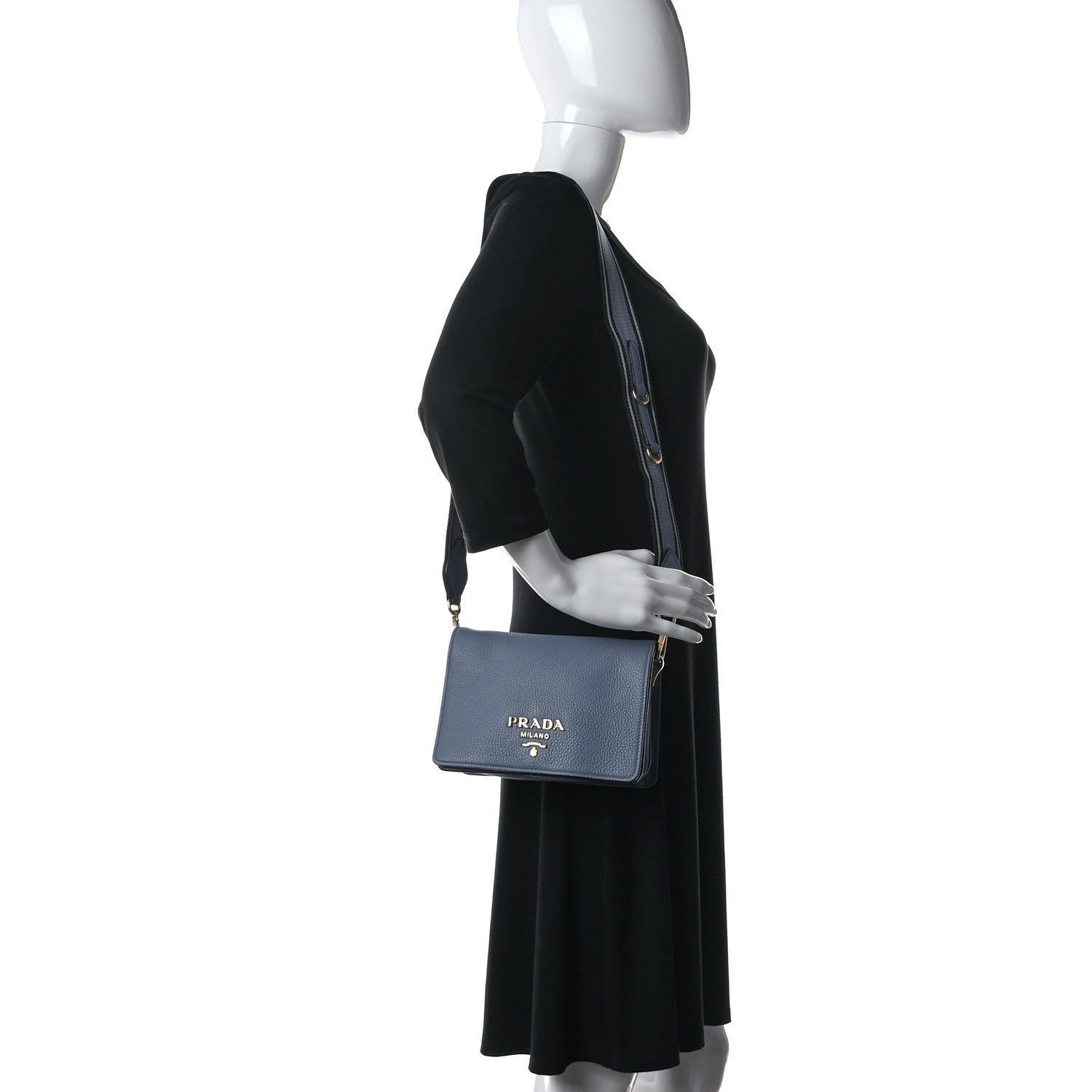 Prada Vitello Daino Flap Crossbody Mare 2 of 10