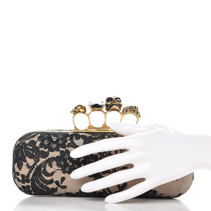 Alexander McQueen Lace Knuckle Duster Clutch Black Beige 2 of 9