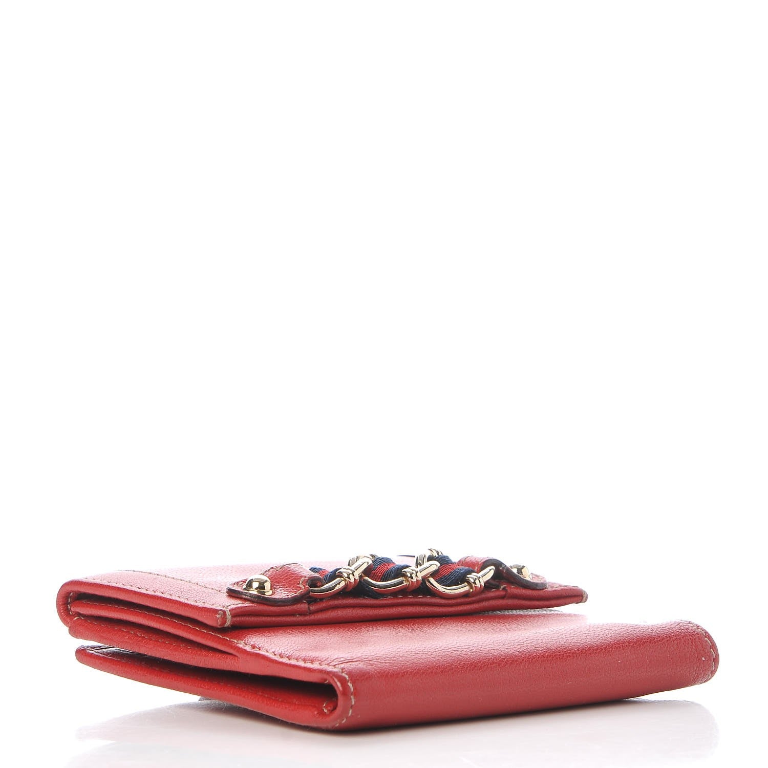 Gucci Pebbled Calfskin Web Compact Wallet Red 4 of 7