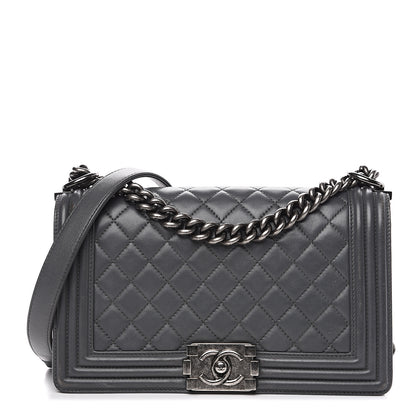 Chanel Lambskin Quilted New Medium Boy Flap Grey 1 of 16