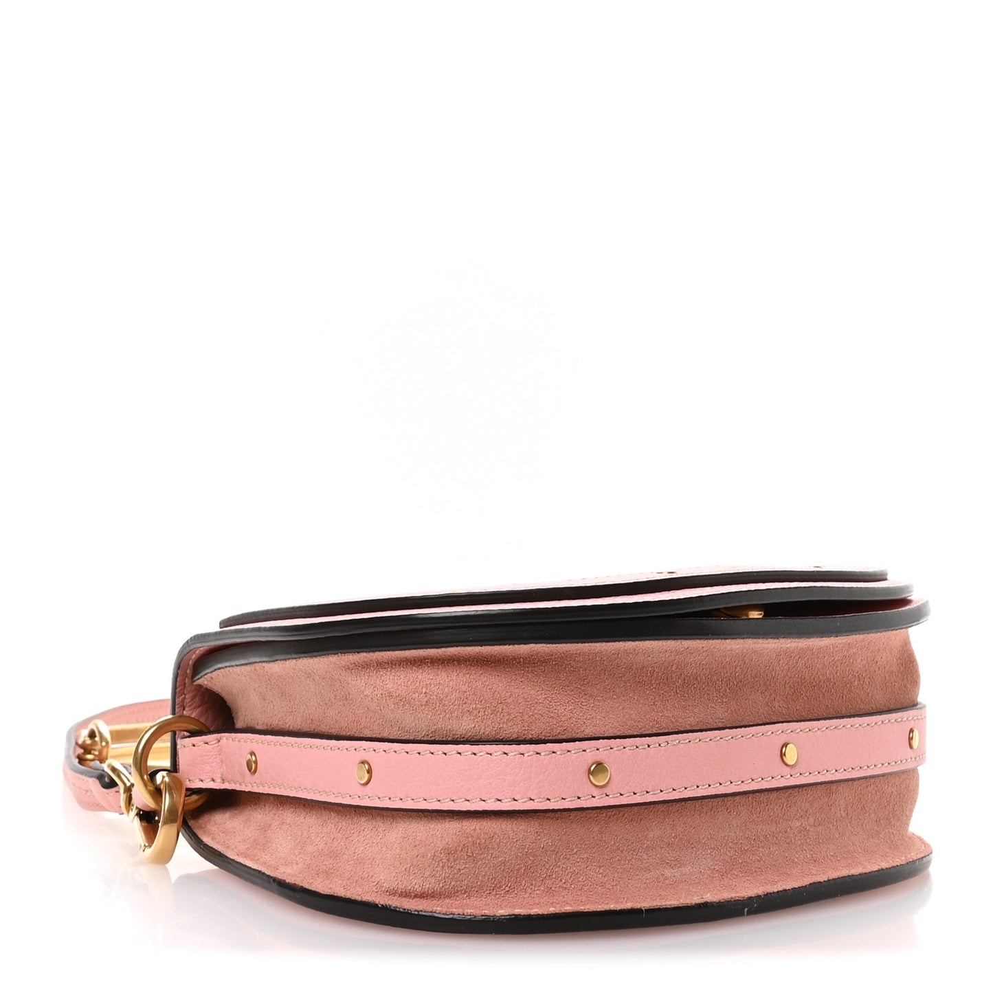 Calfskin Suede Small Nile Bracelet Bag Washed Pink