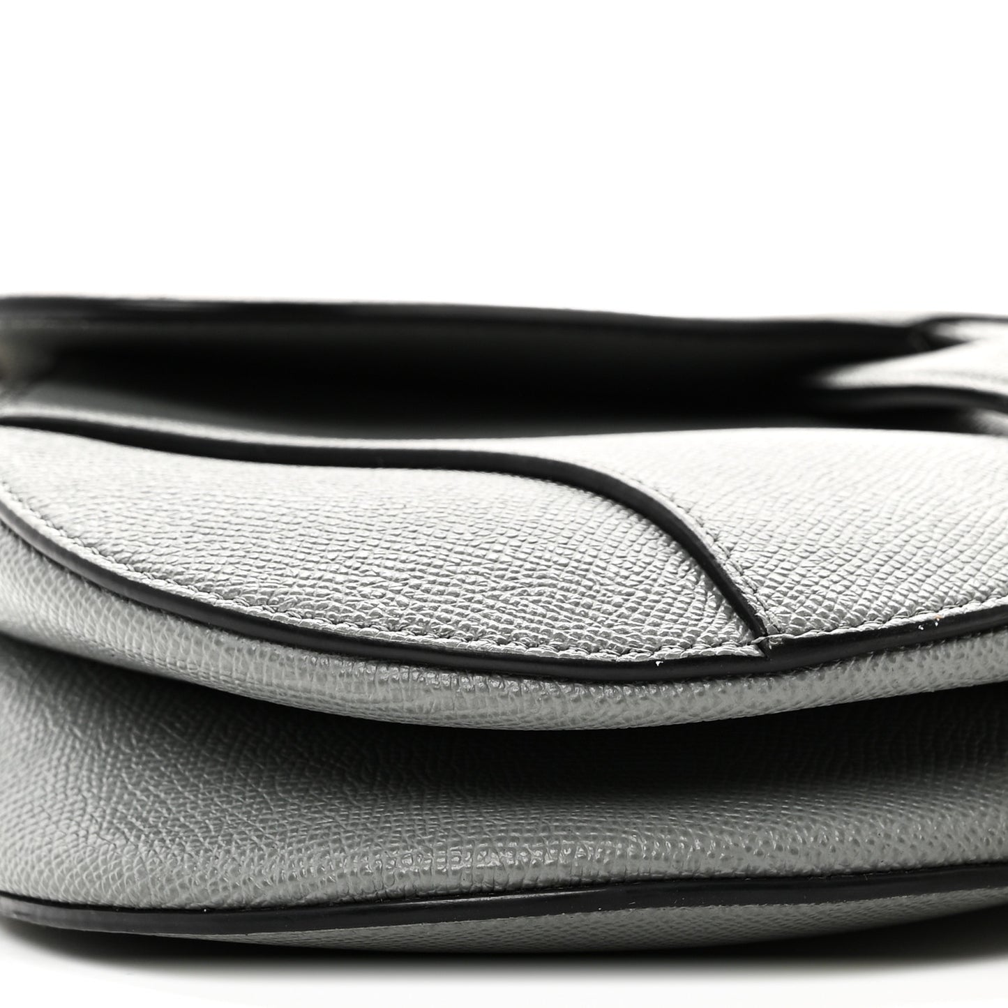 Grained Calfskin Saddle Bag Grey Stone