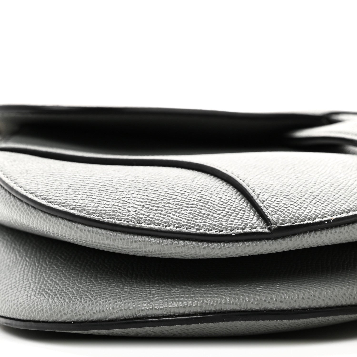 Christian Dior Grained Calfskin Saddle Bag Grey Stone 9 of 10