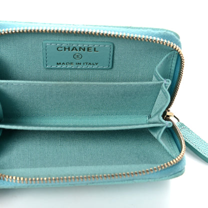 Chanel Caviar Quilted Zip Coin Purse Light Blue 5 of 19