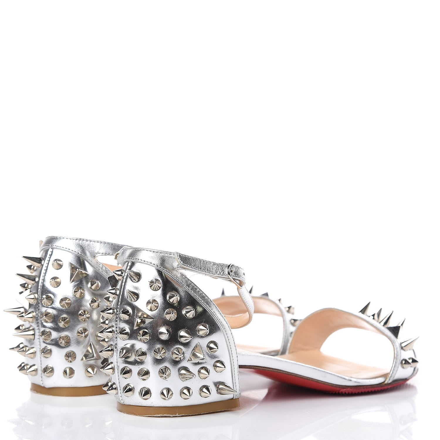 Christian Louboutin Metallic Druide Spiked Sandals 37 Silver 4 of 8