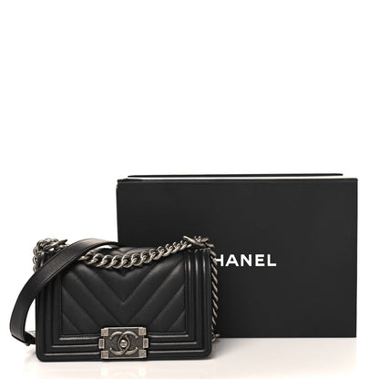 Chanel Calfskin Chevron Quilted Small Boy Flap Black 12 of 12