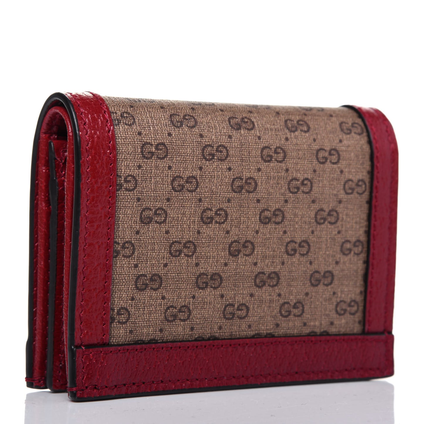 X DORAEMON Mini Vintage GG Supreme Monogram Card Case Wallet Beige Cherry Red