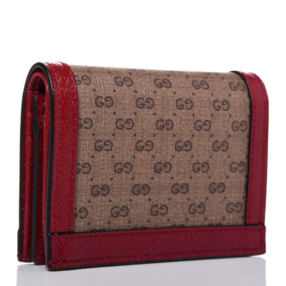 Gucci X DORAEMON Mini Vintage GG Supreme Monogram Card Case Wallet Beige Cherry Red 3 of 11
