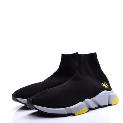 Balenciaga Neoprene Knit BB Mens Speed Sneakers 45 Black Grey Yellow 4 of 11