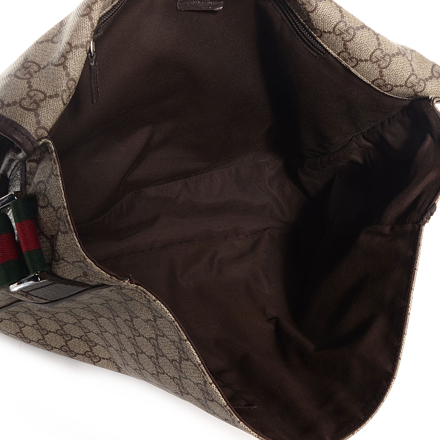 GG Plus Monogram Web Large Flap Messenger Bag Beige Dark Brown