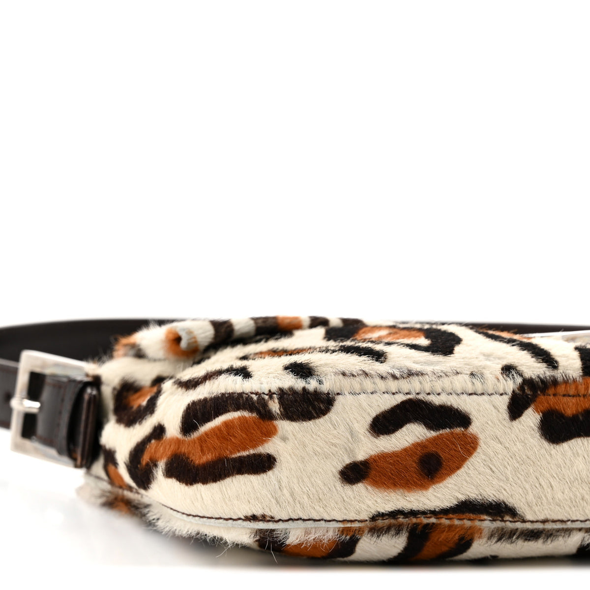 Calf Hair Leopard Print Baguette Brown