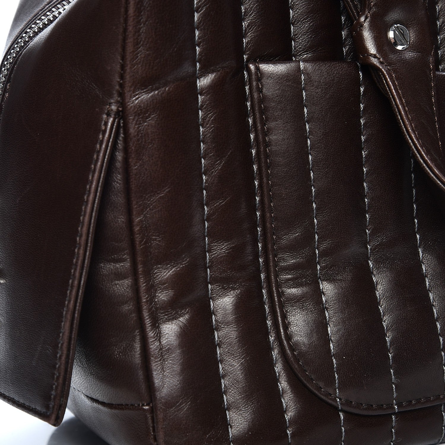 Chanel Lambskin Vertical Quilted Mademoiselle Satchel Brown 12 of 15