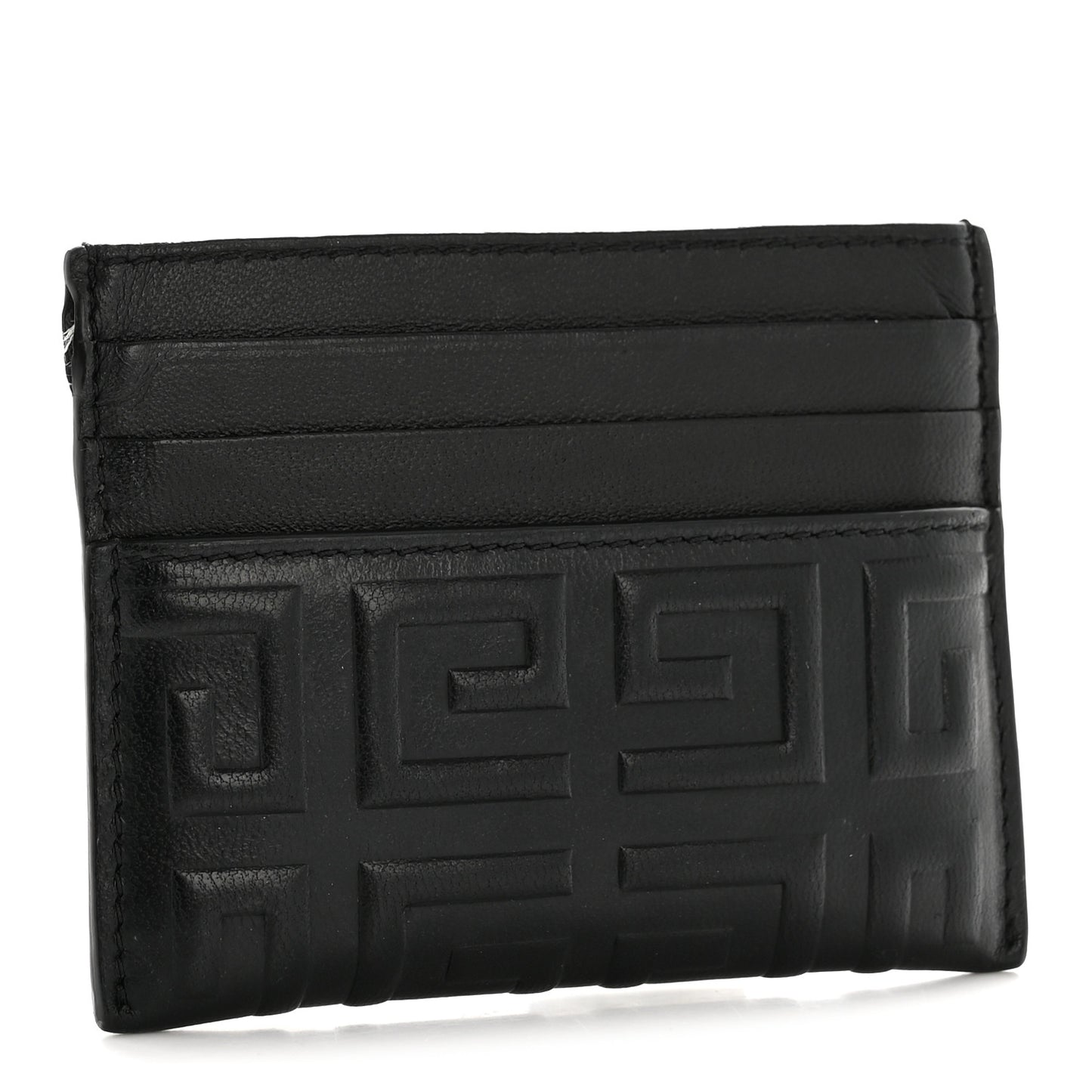 Calfskin 4G Embossed Card Holder Black