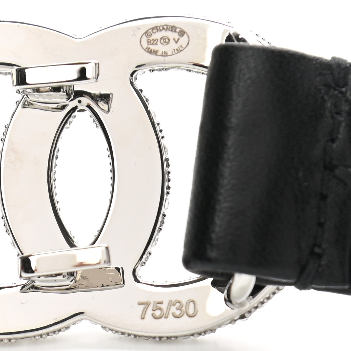 Calfskin Crystal CC Belt 75 30 Black