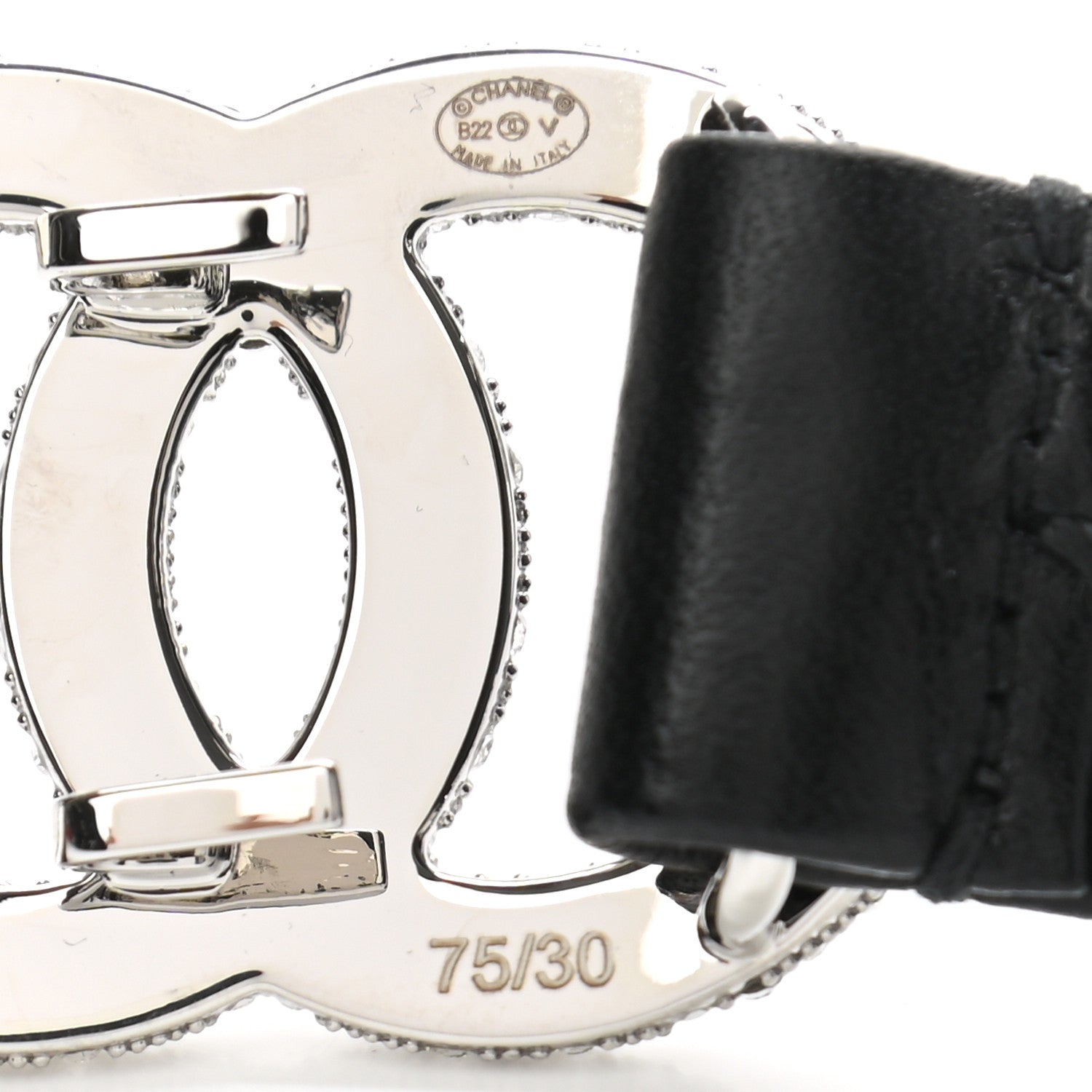 Chanel Calfskin Crystal CC Belt 75 30 Black 3 of 4