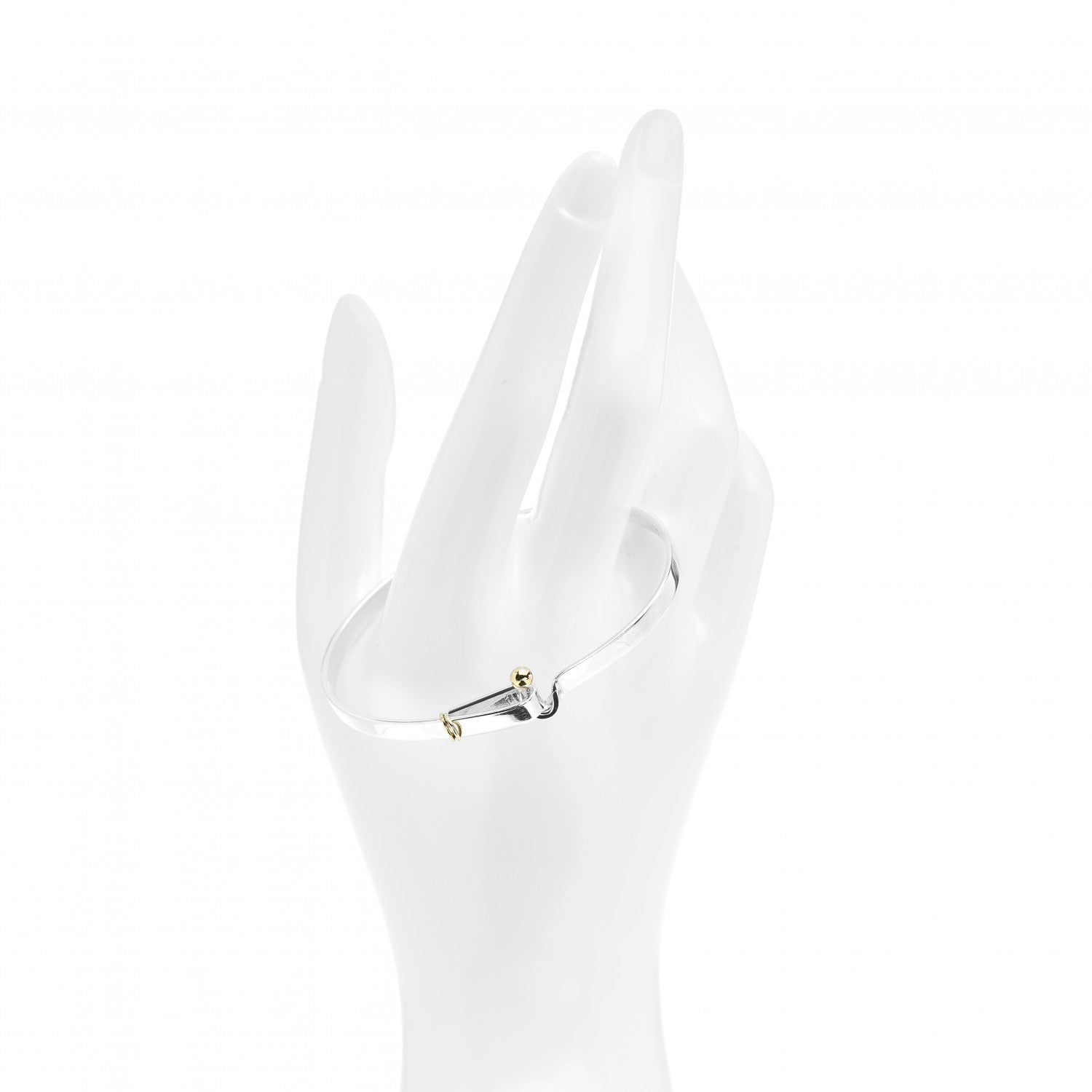 Tiffany Sterling Silver 18K Yellow Gold Hook Eye Bangle Bracelet 2 of 4