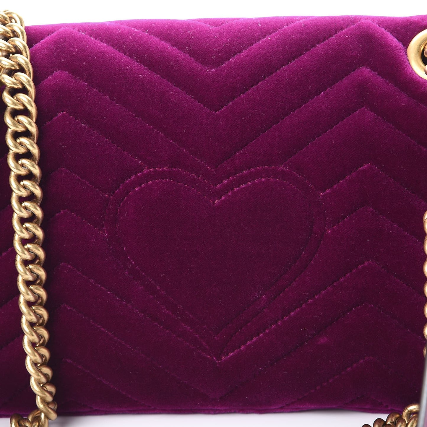 Velvet Matelasse Small GG Marmont Shoulder Bag Fuchsia Violet Cyclamen