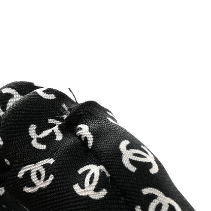 Chanel Silk Twill CC Scarf Hair Tie Black White 4 of 5