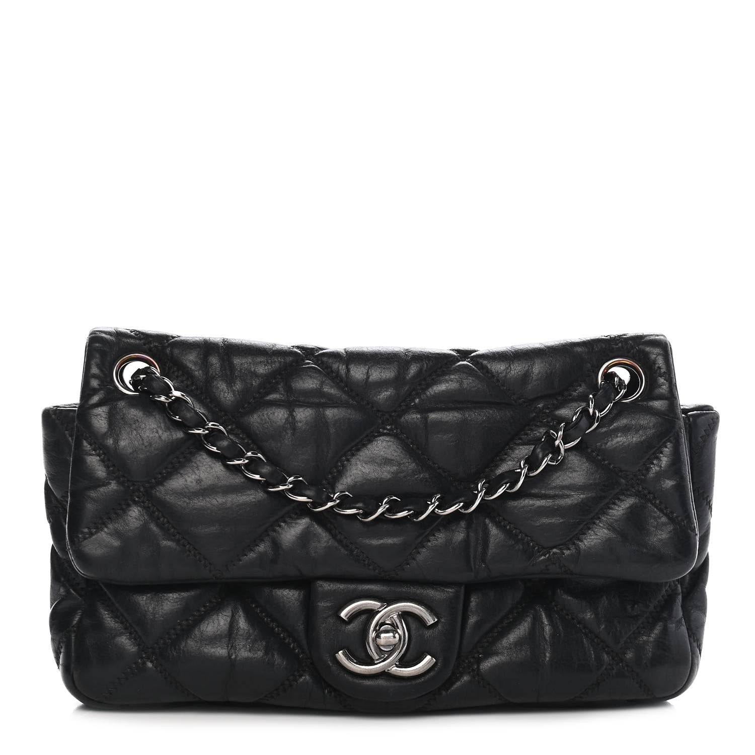 Chanel Calfskin Small Bubble Quilt Flap Black 1 of 9