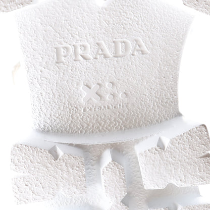 Prada Foam Rubber Metal Triangle Logo Monolith 55mm Cage Sandals 38 White 8 of 10