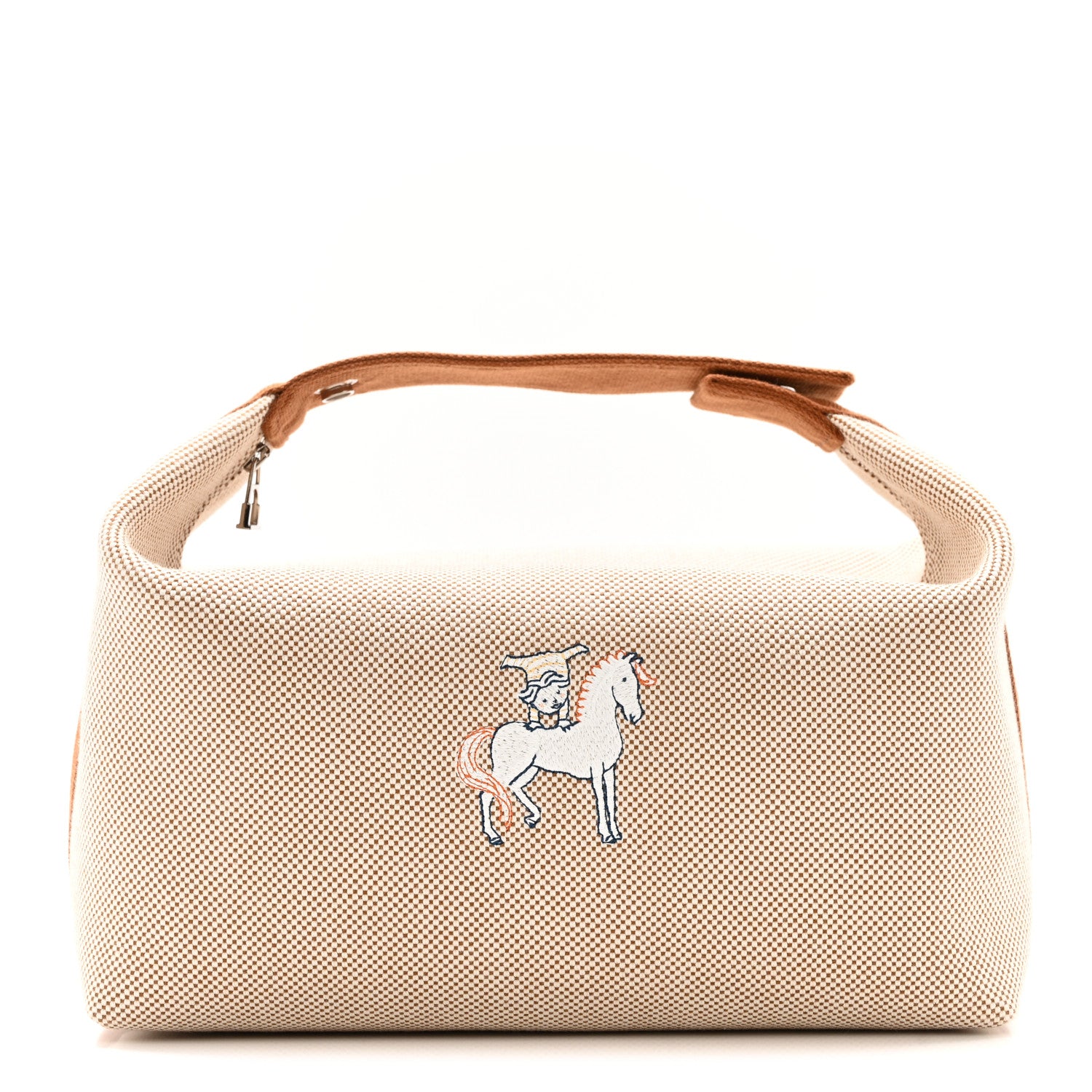 Hermes Canvas Large Bride-A-Brac Cabriole Case Biscuit 1 of 9