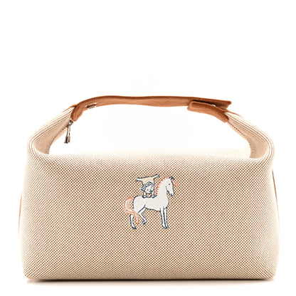 Hermes Canvas Large Bride-A-Brac Cabriole Case Biscuit 1 of 9