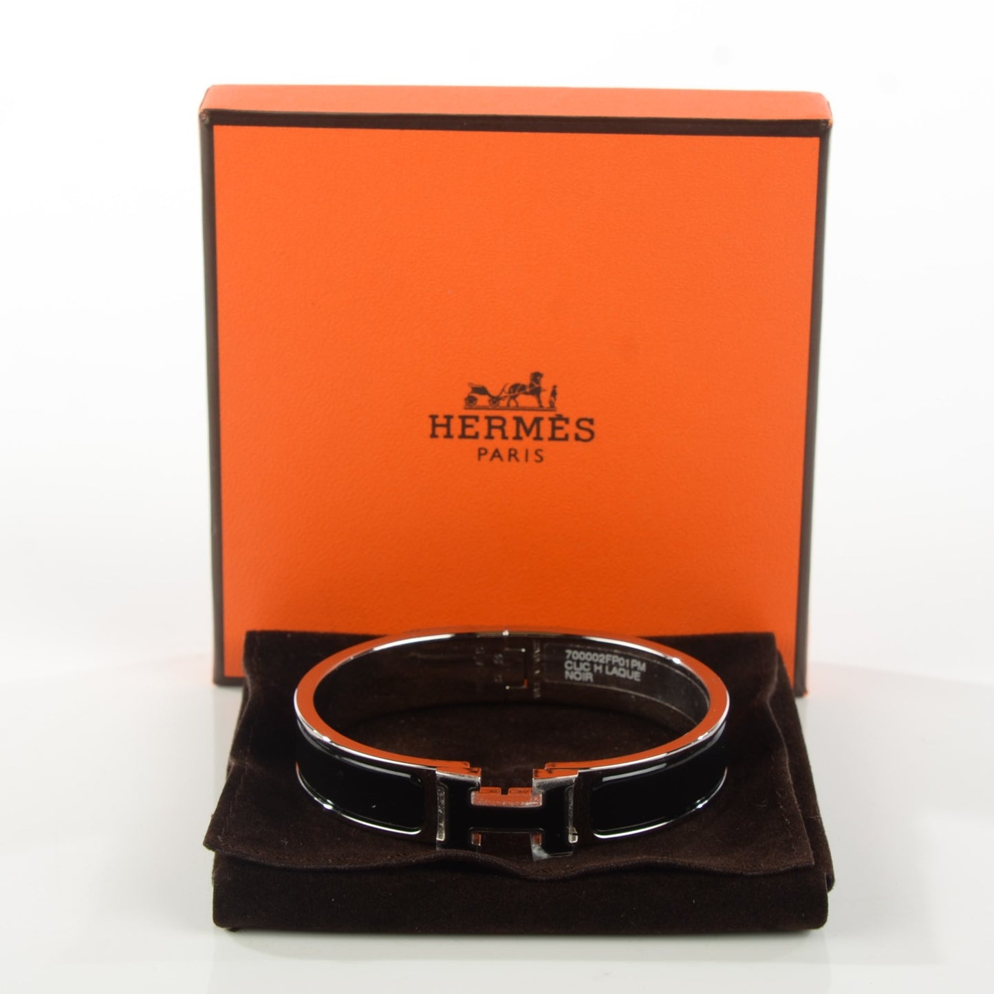 Enamel Narrow Clic Clac H Bracelet PM Black