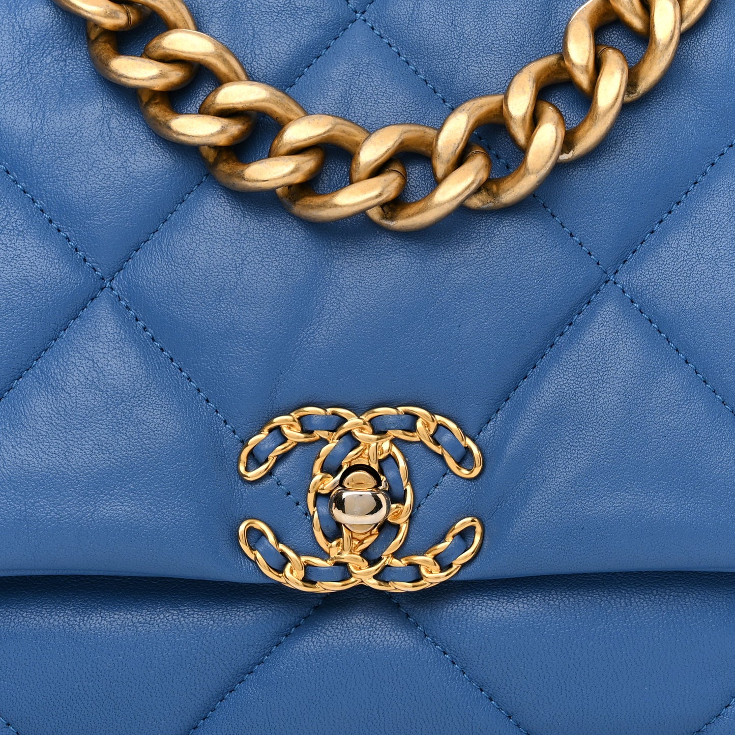 Lambskin Quilted Large Chanel 19 Flap Blue