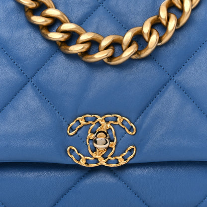 Chanel Lambskin Quilted Large Chanel 19 Flap Blue 9 of 10