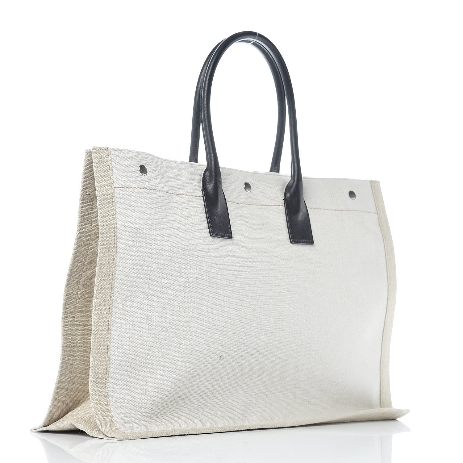 Saint Laurent Linen Calfskin Rive Gauche Tote Optic White 3 of 11