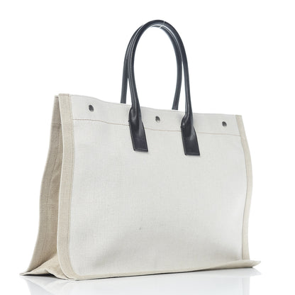 Saint Laurent Linen Calfskin Rive Gauche Tote Optic White 3 of 11