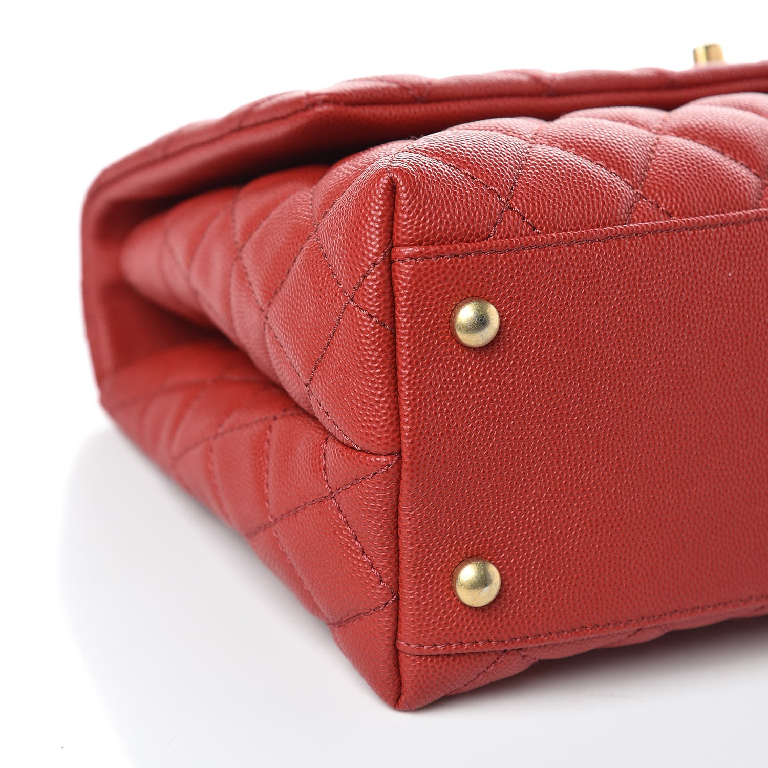Chanel Caviar Lizard Quilted Small Coco Handle Flap Red 5 of 10