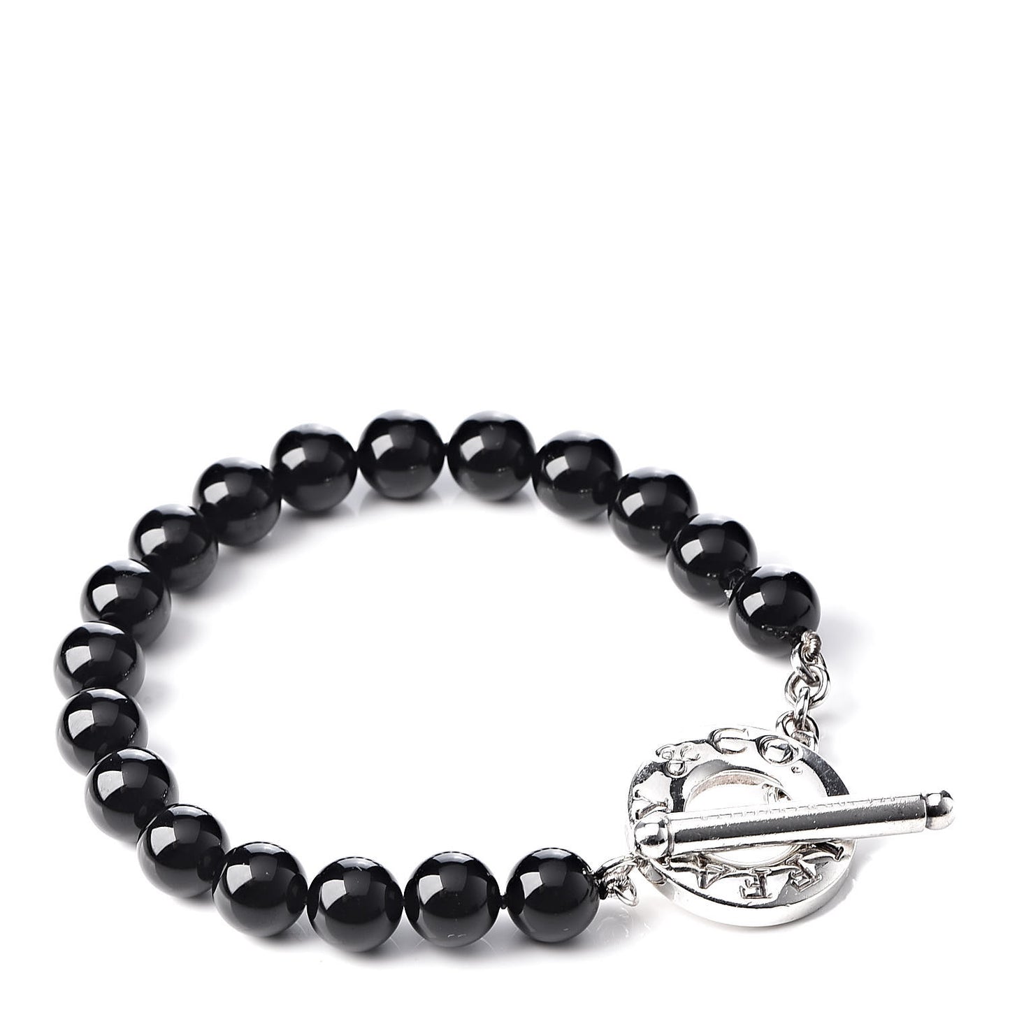 Sterling Silver Black Onyx Bead Toggle Bracelet
