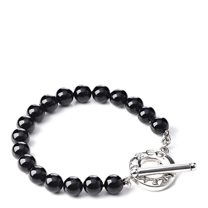 Tiffany Sterling Silver Black Onyx Bead Toggle Bracelet 1 of 5