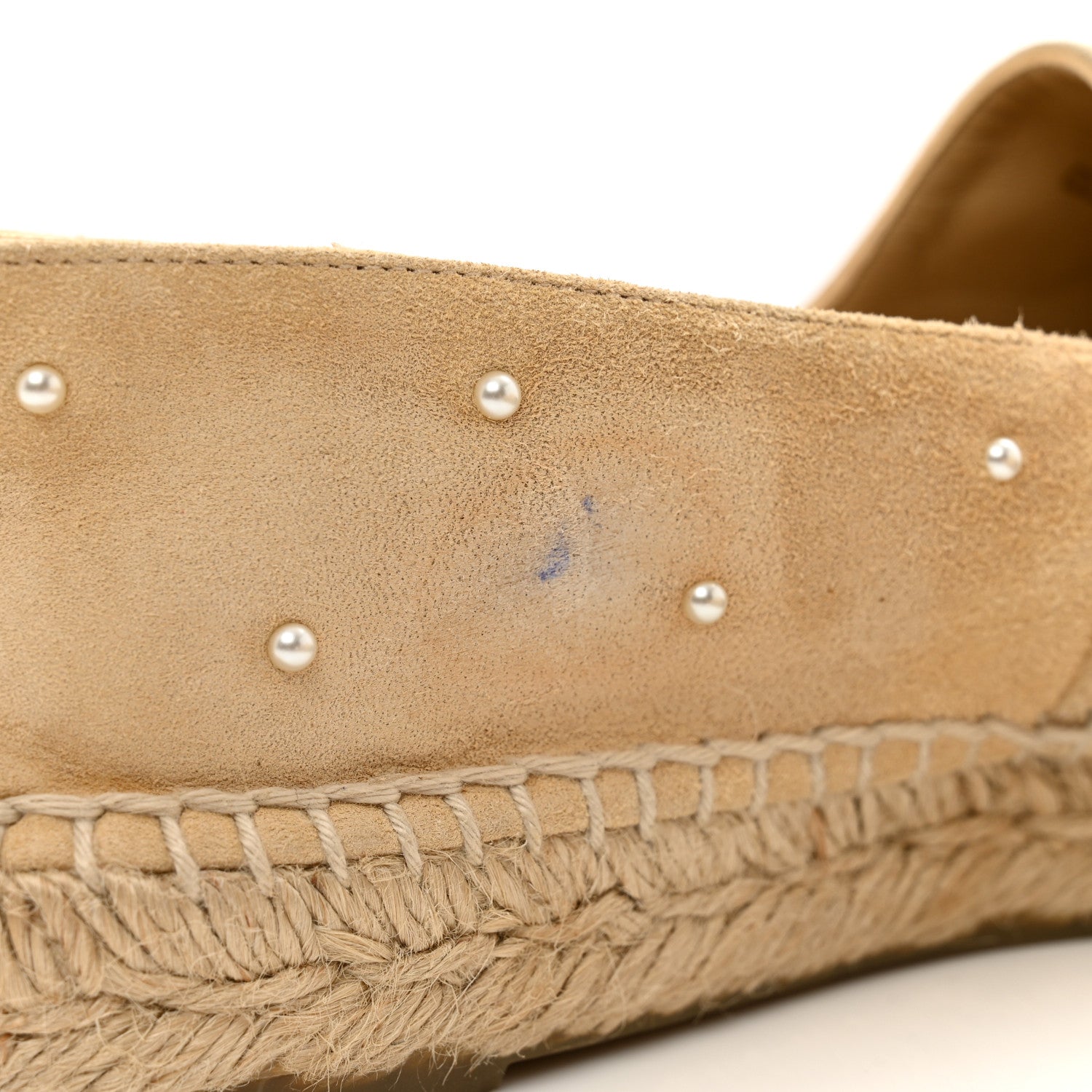 Chanel Suede Pearl CC Espadrilles 38 Beige Black 7 of 10