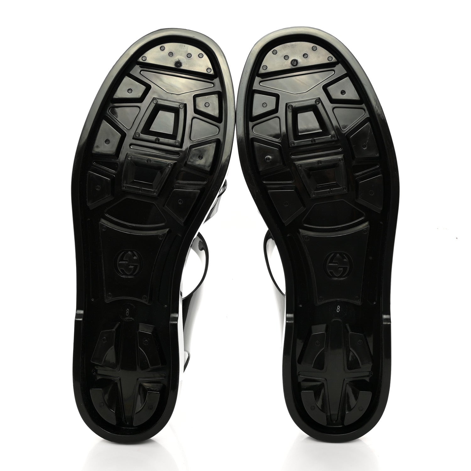Gucci Shiny Rubber Double G Buckle Strap Sandals 8 Black 6 of 11